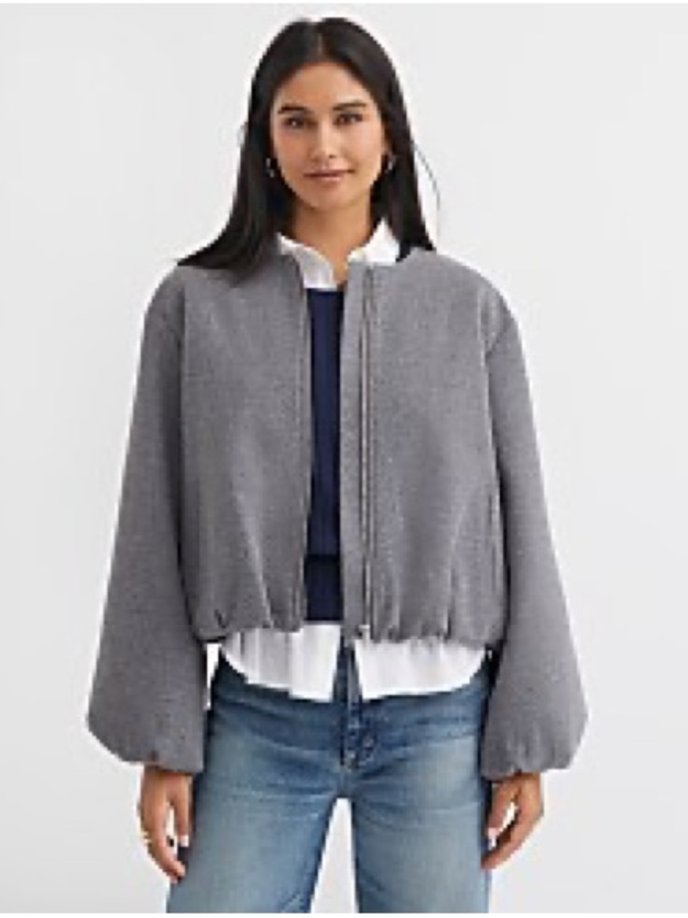 NWT LOFT Women’s Bubble Bomber Jacket, Gray, Size: L